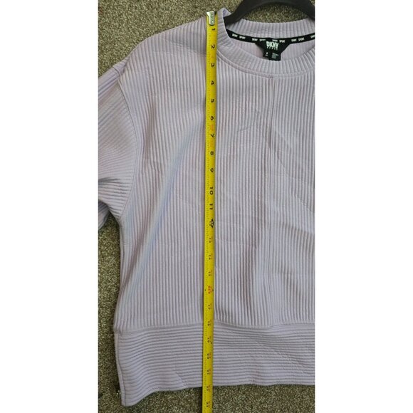 DKNY Sport Lilac Ribbed Long Sleeve Top With Side Zipper Details Size S - Picture 8 of 10